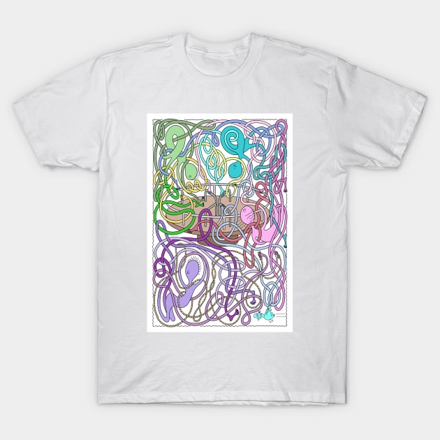 Mr Squiggly Merry-Go-Round T-Shirt by becky-titus